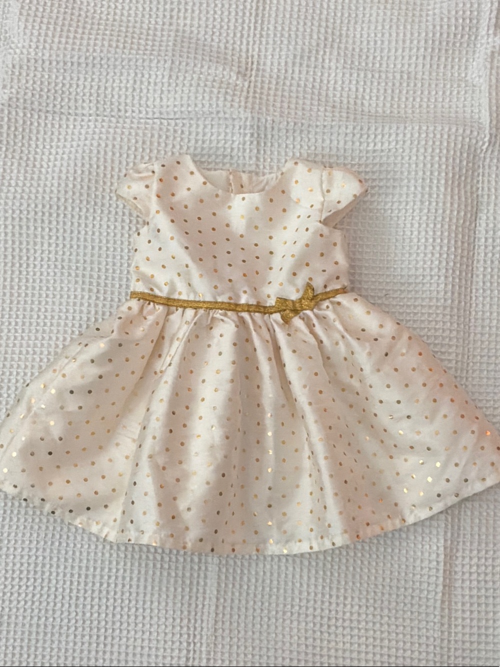 Carter's Cream Dress with Gold Polka Dots and Bow